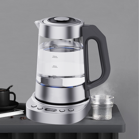 Турецкий стильный электрический чайник с синей светодиодной подсветкой, цифровой чайник из нержавеющей стали, беспроводной стеклянный чайник с контролем температуры 