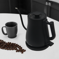 Черный беспроводной чайник с горячей водой, электрический чайник на гибкой стойке, 1,0 л, удобная ручка с наливом, капельный электронный чайник для дома