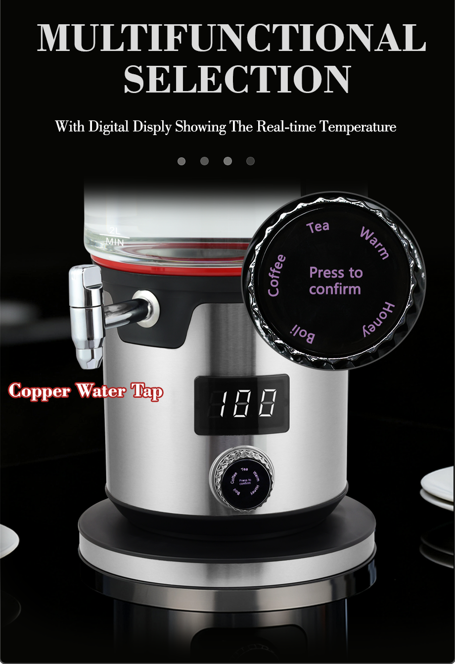 Электрическая и бытовая техника Цифровая электрическая двойная чайник 4,5 л + 1,1 л Самовар Русский со стеклянным чайником