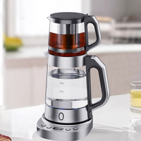 Многосекционный электрический стеклянный чайник с контролем температуры, ситечко для чая из нержавеющей стали 304, чайник с подносом