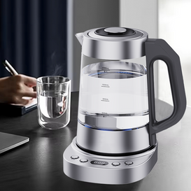 Высококачественный электрический чайник с функцией сохранения тепла, электрический чайник с синим светодиодным индикатором, стеклянный электрический чайник-кувшин