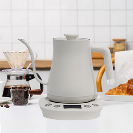 Чайник YUEKON с гусиной шеей, белый чайник из нержавеющей стали, умный электрический чайник для наливания кофе, чая, регулируемая температура