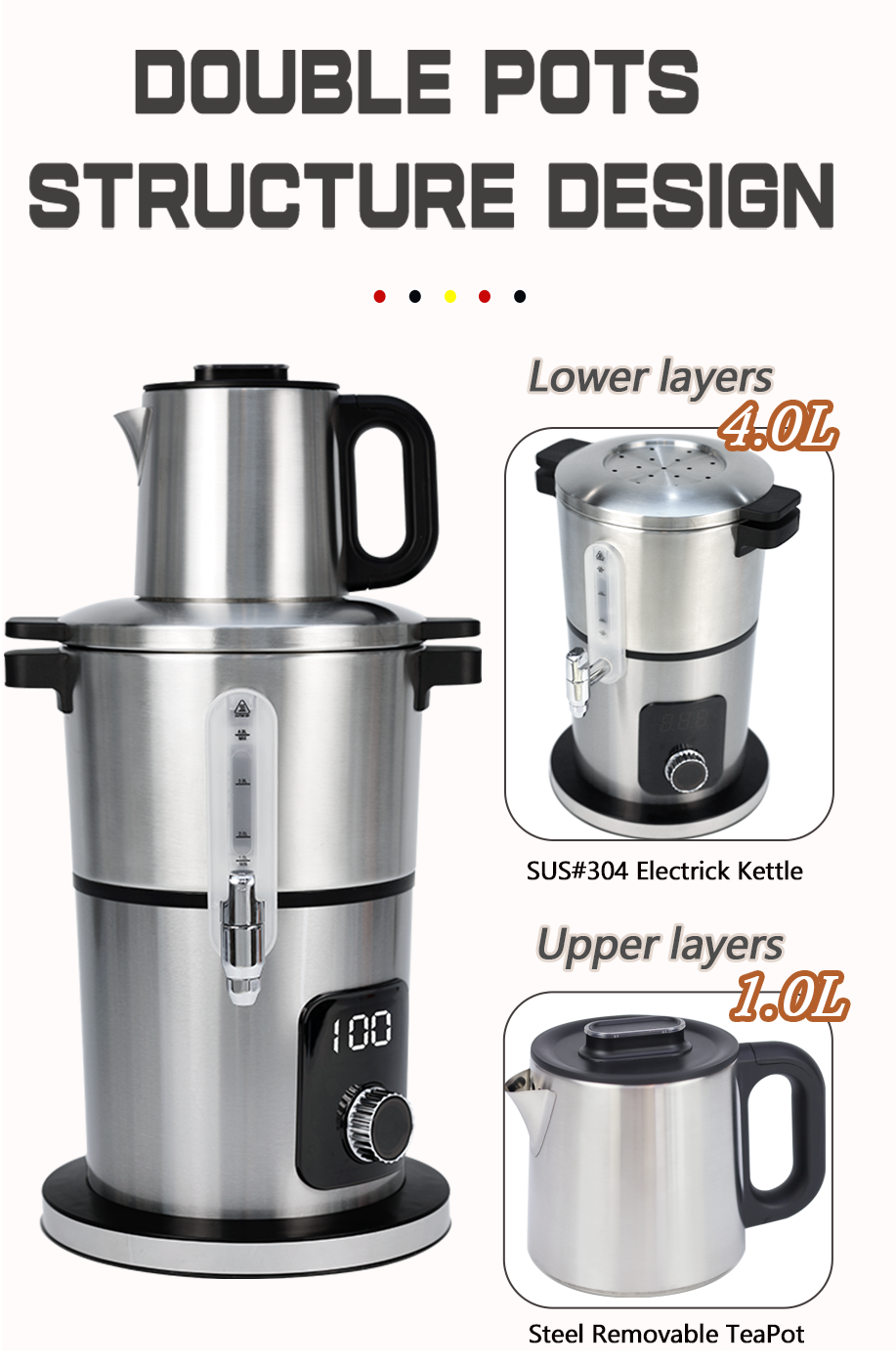 Беспроводной электрический чайник самавар с регулируемой температурой