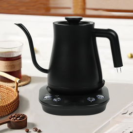 YUEKON Производитель индивидуальный логотип черный чайник из нержавеющей стали цифровой электрический чайник на гибкой шее