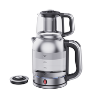 2 в 1 турецкий самовар, двойной чайник, водонагреватель, 2200 Вт, моющийся фильтр, электрический стеклянный чайник на заказ 