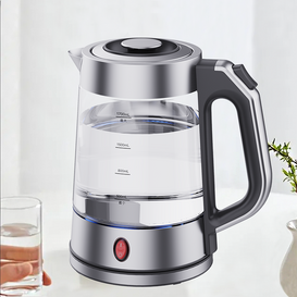 Электрический чайник с автоматическим отключением, 1,7 литра, чайник из боросиликатного стекла, синий свет, серебристый, механический, Oem Odm, чайник для воды