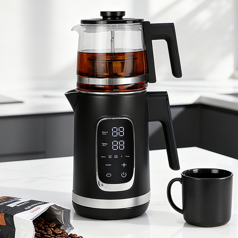 Умный дом, кухонный прибор, электрический чайник с цифровым управлением, 1,5 + 1,1 л, двойной чайник, чайник, беспроводной чайник с чайником